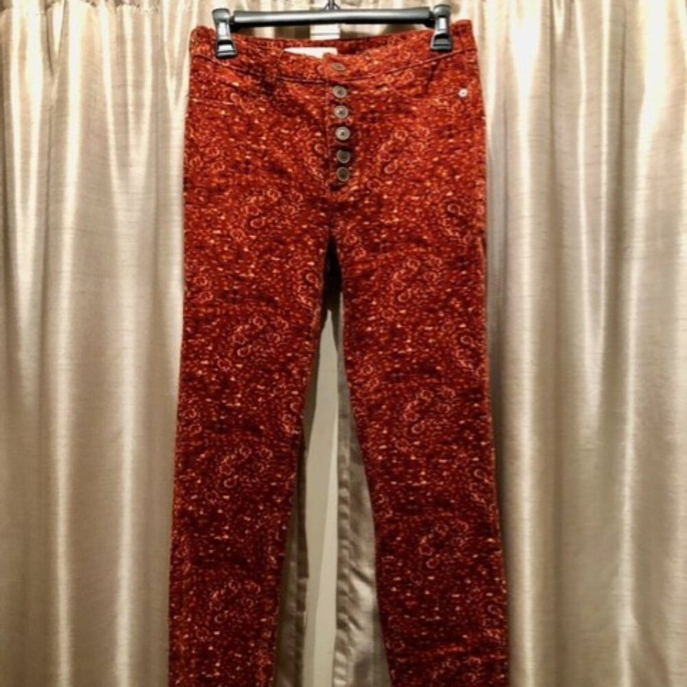 Womens 27 Anthropologie Pilcro Orange High Rise Skinny Corduroy Pants